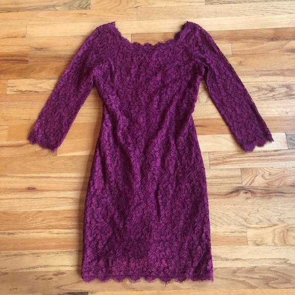 DIANE VON FURSTENBURG Zarita Burgundy Lace Dress - Picture 2 of 6